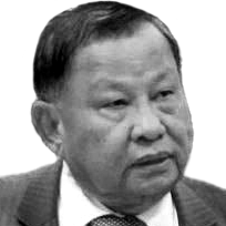 Black and white portrait of Say Chhum