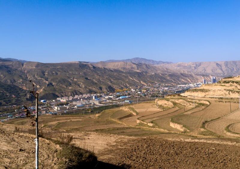 An aerial view of Rebkong county in western China's Qinghai province, Oct. 26, 2017. (Eric Lafforgue/Art In All Of Us/Corbis via Getty Images)