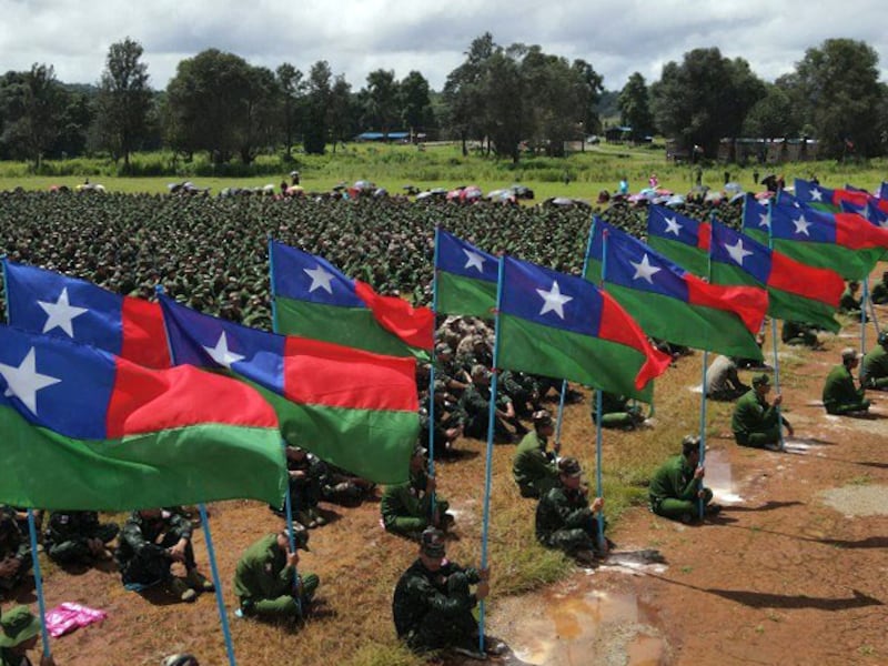 A Myanmar military training graduation ceremony held in Kyauktalongyi Township, Oct. 3, 2024.