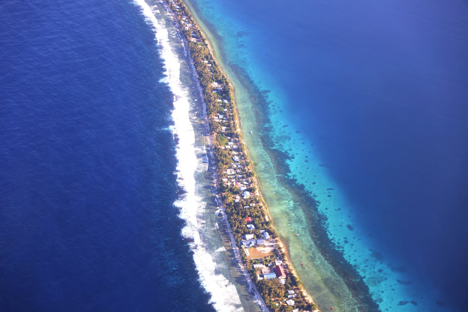 Aerial view of Funafuti, Tuvalu’s most populous island on Sept, 6, 2024.