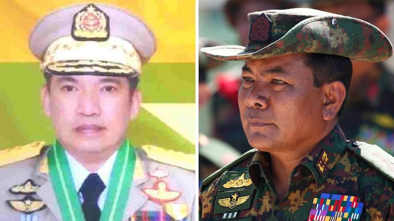 Lt. Gen. Nyo Saw [left], an adviser to Myanmar junta chief Senior Gen. Min Aung Hlaing, and Gen. Maung Maung Aye, chief of general staff for the armed forces, have been appointed as new members of the state military council. Credit: Myanmar military [left], AFP