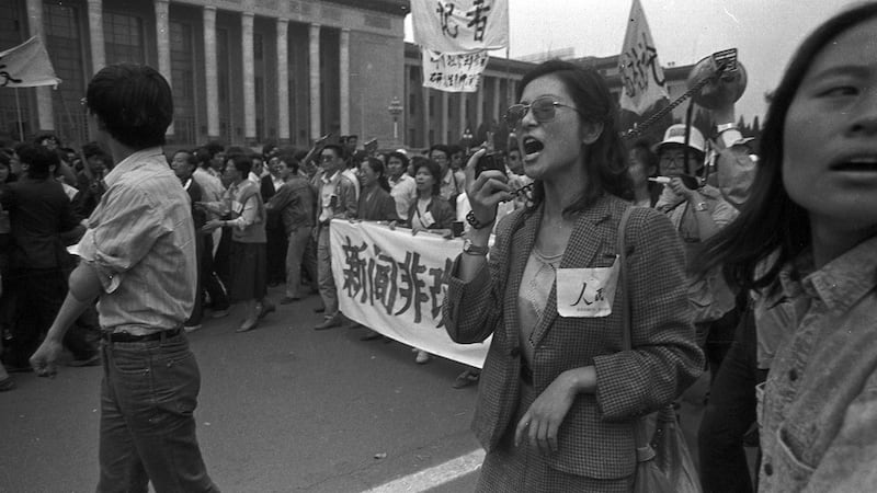 首都新闻界走上街头声援学运（刘建拍摄提供）