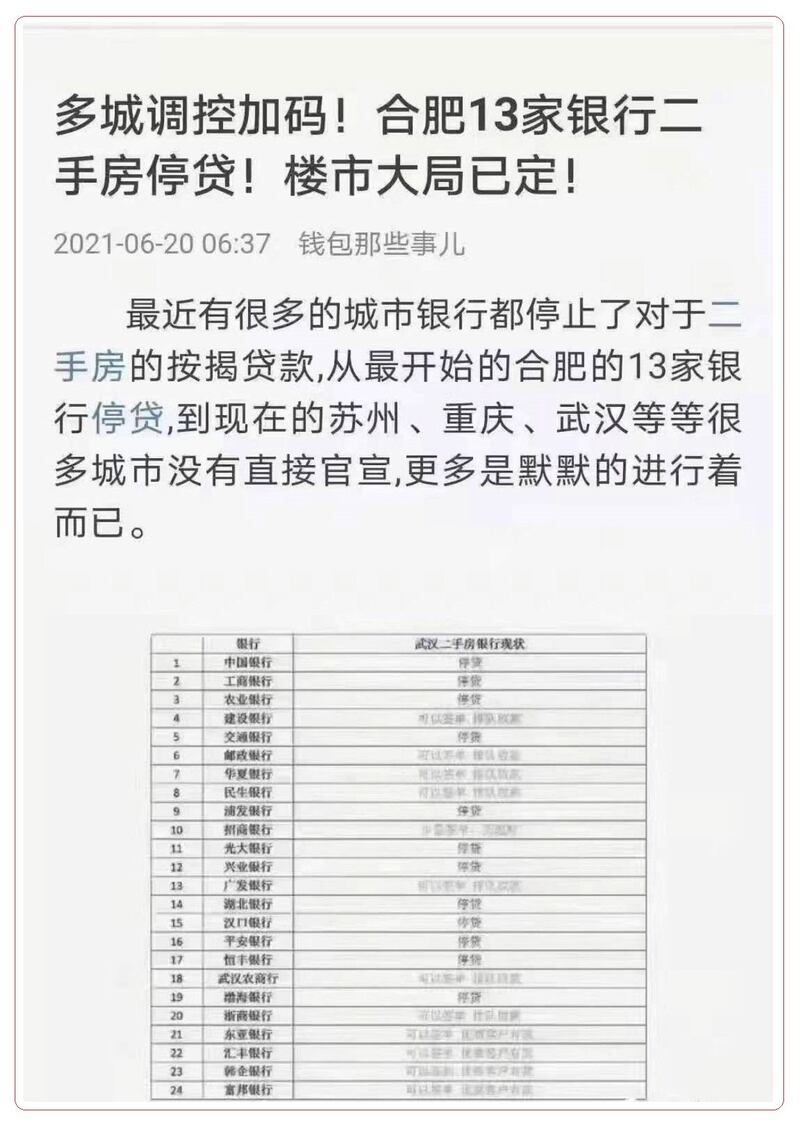 合法13家银行停止二手房贷款。（网页截图）