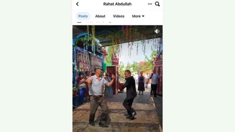 In June 2023, Rahat Abdullah visited Ghulja in northwestern China's Xinjiang region, where she recorded Uyghur songs and dances to give her Pakistani followers the impression that Uyghurs live happy lives. Credit: Screenshot from Rahat Abdullah Facebook