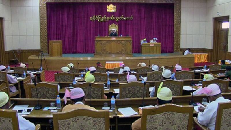 Lawmakers attend a legislative session of the Rakhine state parliament in Sittwe, capital of western Myanmar's Rakhine state, Feb. 20, 2019.