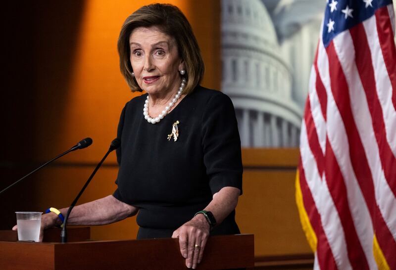 In this file photo taken on July 14, 2022, US Speaker of the House, Nancy Pelosi, Democrat of California, speaks during her weekly press briefing on Capitol Hill in Washington. Credit: AFP