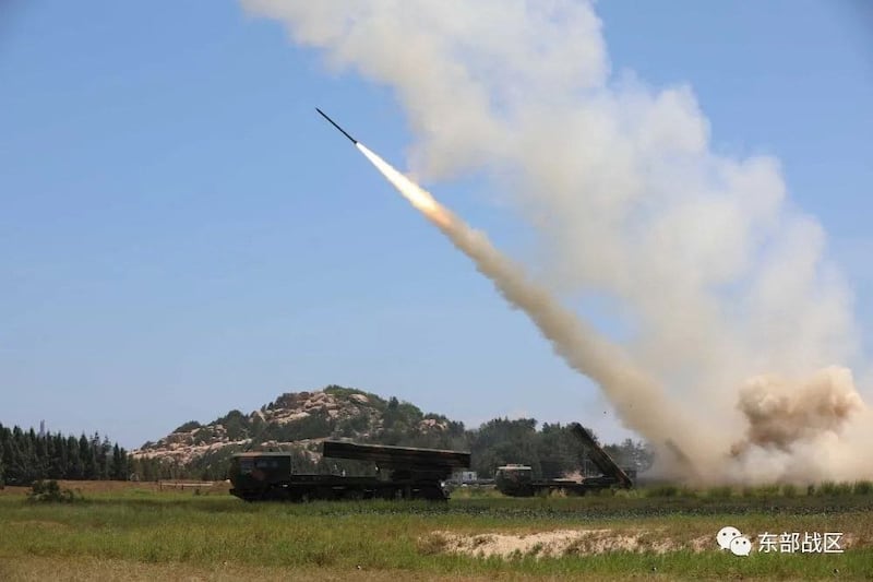 Eastern Theatre Command of China's PLA conducts a long-range live-fire drill into the Taiwan Strait, from an undisclosed location, Aug. 4, 2022. Credit: PLA Eastern Theater Command Handout via REUTERS