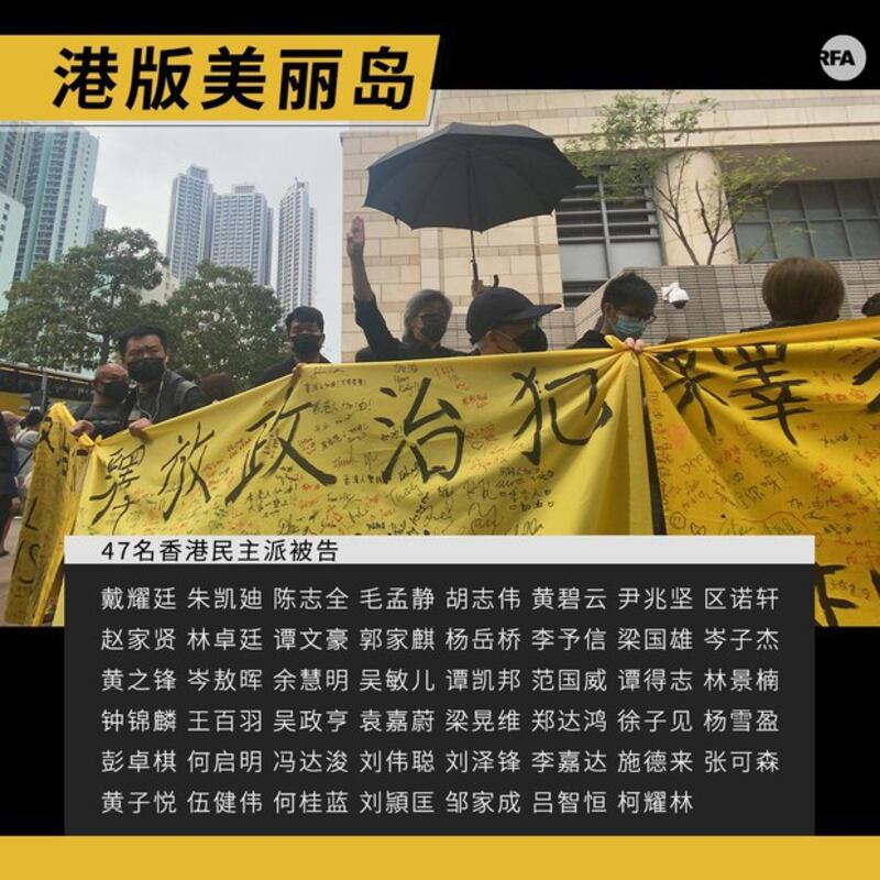 香港的四十七名民主派被告名单（自由亚洲电台制图）