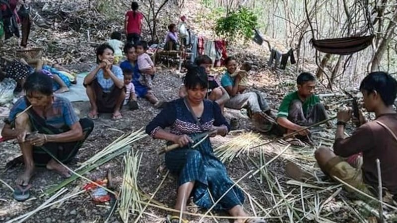 Displaced civilians from Mindat township in western Myanmar's Chin state hide in the jungle, May 2021. Credit: Citizen journalist