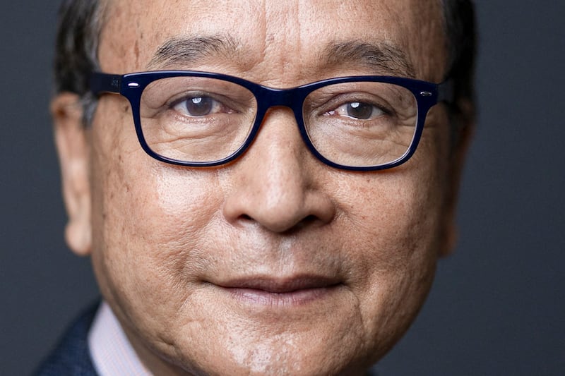 Cambodian exiled political opponent and leader of the Cambodia National Rescue Party (CNRP), Sam Rainsy, in Paris, on July 27, 2023. (Joel Saget/AFP)