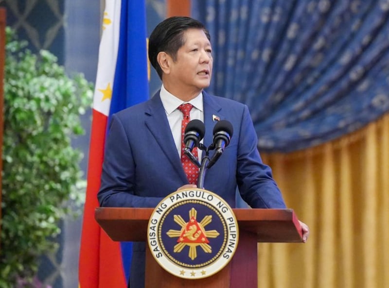 Philippine President Ferdinand Marcos Jr. addresses business leaders in Brunei, May 29, 2024. (Presidential Communications Office)