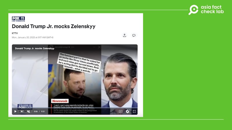 Donald Trump Jr. mocked Zelensky on social media.