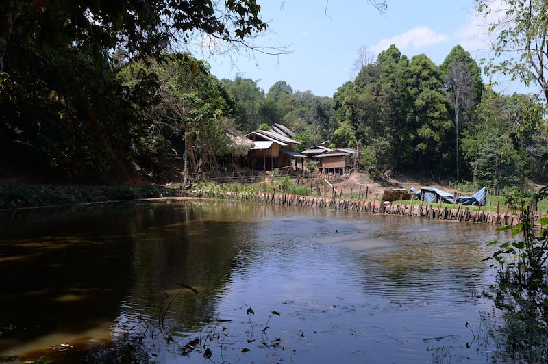 Villagers in Pa Pae in the Ban Hong district of Lamphun province, northern Thailand, dug a pond to store 400,000 liters of water in order to fight forest fires, April 4, 2023. Credit: Subel Rai Bhandari for RFA