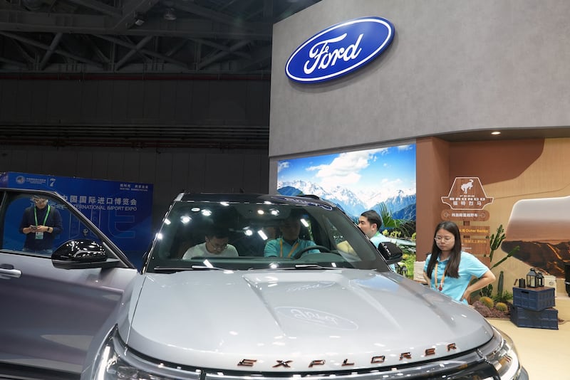 A Ford Explorer SUV is displayed at the China International Import Expo in Shanghai, China. (Reuters/Nicoco