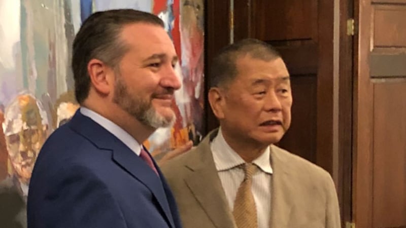 Hong Kong media boss and democracy campaigner Jimmy Lai meets U.S. Senator Ted Cruz in Washington, July 9, 2019.