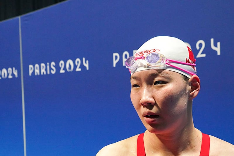 Chinese swimmer Wang Xue'er speaks to RFA Mandarin in Paris, July 29, 2024. (RFA)