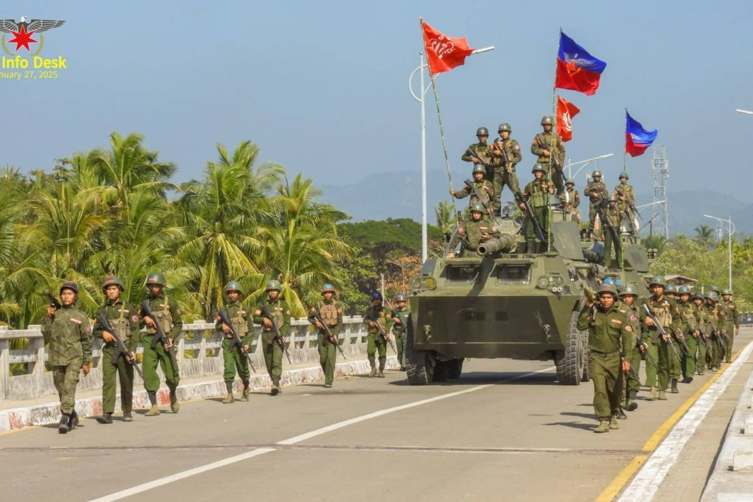 AA -Truppen an der Grenze der Ayeyarwady -Region zu Rakhine State, auf dem Foto, das am 27. Januar 2025 veröffentlicht wurde.