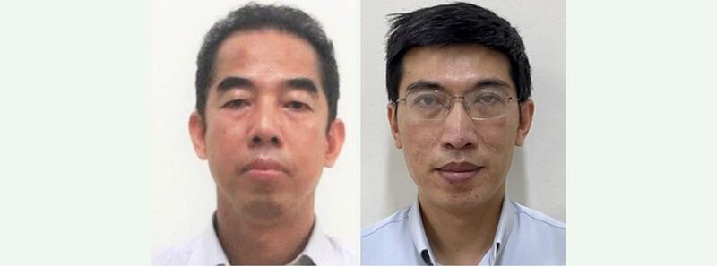 Vietnam's Deputy Foreign Minister To Anh Dung [left] and Nguyen Quang Linh, the assistant to Pham Binh Minh, now Deputy Prime Minister, were arrested this year in connection with the scandal-ridden endeavor to repatriate Vietnamese nationals during the COVID-19 pandemic. Credit: Police [left]; Ministry of Public Security