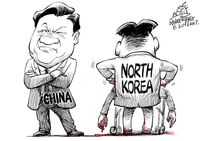 cartoon Otto Warmbier china north korea