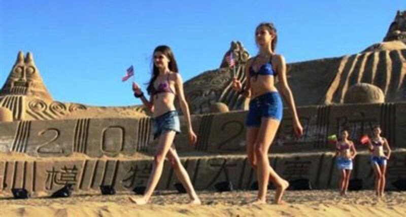 A recent international beauty pageant was staged on the lands of the Ejinee herders, featuring sand sculptures caricaturing the local Torgud tribe.