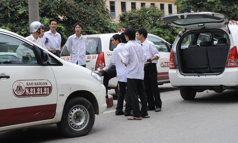 Tài xế hãng taxi Sao Sài Gòn tại Hà Nội đình công hôm 31/7/2008.