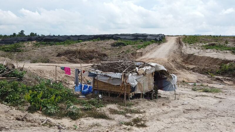 A laborer's living quarters at the new Chinese banana plantation at Eelay Neua village, about 25 kilometers from the Lao capital Vientiane. 