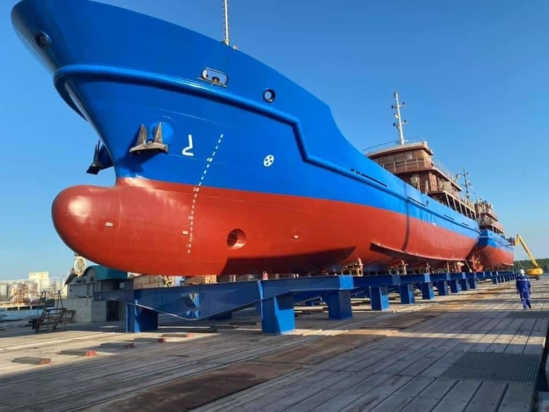 TK1482-class vessels of Vietnam Maritime Militia at Ba Son Shipyard receiving the final touch before leaving for the sea in July2021. Credit: QPVN (Vietnam Defense) portal