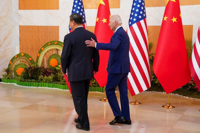 President Joe Biden and China's President Xi Jinping meet on the sidelines of the G20 summit in Bali, Indonesia, Nov. 14, 2022. Credit: Reuters