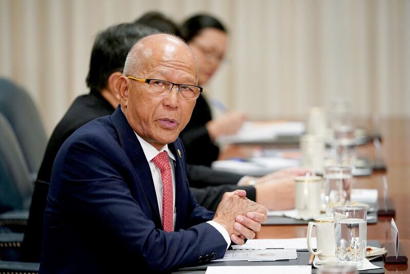 Philippines Defense Secretary Delfin Lorenzana speaks during a meeting with US Acting Defense Secretary Patrick Shanahan at the Pentagon in Washington, DC, April 1, 2019. Credit: AFP