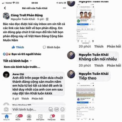 Hình chụp từ một trang Facebook thân chính phủ ca ngợi vụ tấn công. FB: Cùng troll phản động