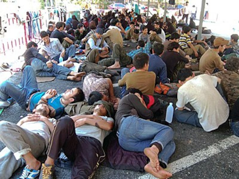 Some of the Uyghurs being held at an immigration detention center in southern Thailand, March 14, 2014. 