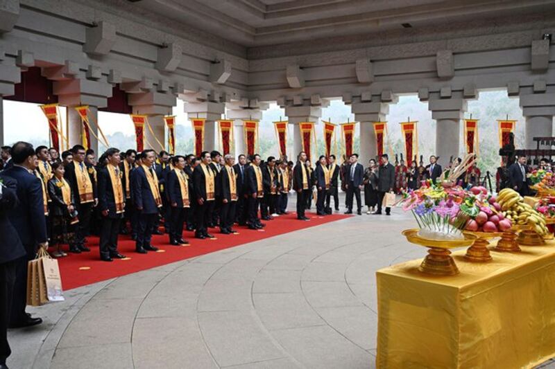 Former Taiwan President Ma Ying-jeou attends a ceremony at the Mausoleum of the Yellow Emperor in the northern Chinese province of Shaanxi, April 4, 2024. (Ma Ying-jeou's office)