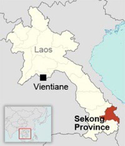 Map of Sekong province in Laos. Credit: RFA. 