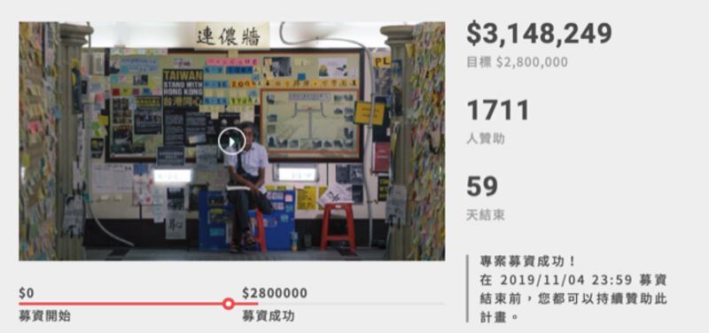 香港铜锣湾书店重启一天募集台币280万。(截图自FlyingV网站)