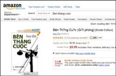 "Bên thắng cuộc” phiên bản Kindle bán trên trang web Amazon. Screen capture.