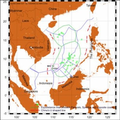 Bản đồ khu vực tranh chấp biển Đông . Source US -DOD map