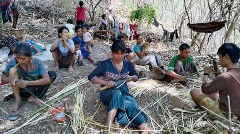 Ethnic Chin refugees shelter in a jungle area after fleeing fighting between Myanmar's junta forces and local militias in Chin state's Mindat township, May 2021. Credit: Citizen journalist