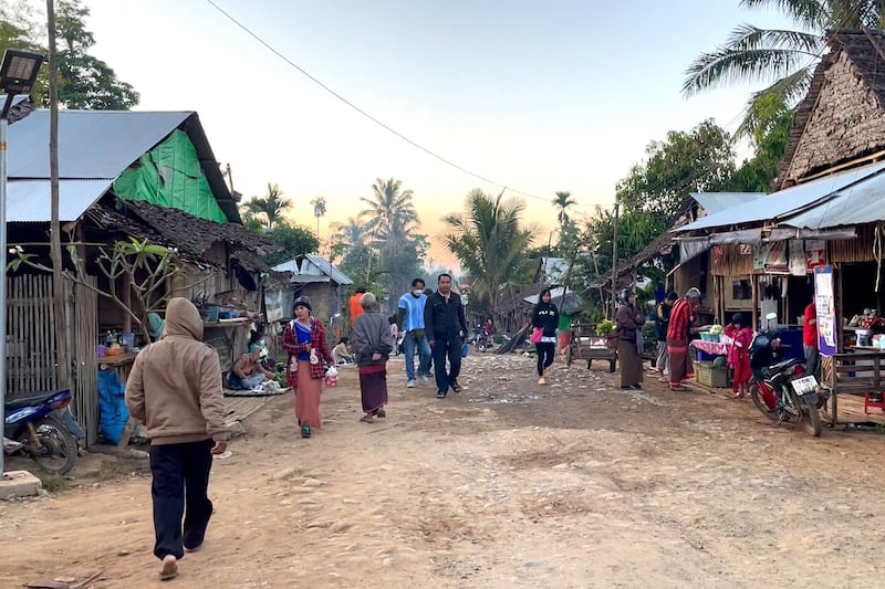 The entrance to the Ohn Pyan refugee camp near Mae Sot, Thailand, undated photo.