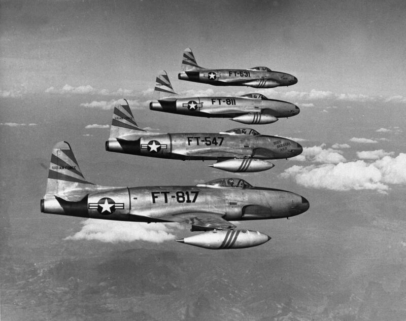 The commission report says that at about 9 a.m. on Aug. 3, 1950, four unidentified aircraft appeared in the sky over the bay, opening fire with machine guns and targeting the ship. Pictured: U.S. Air Force F-80 Shooting Star fighter-bombers, which were used in the Korean War. Credit: AP/U.S. Air Force