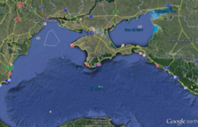 Công hòa tự trị Crimea bên bờ Hắc hải - Courtesy of GoogleEarth.com