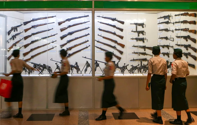 Myanmar's military cadets visit the Army Museum in Naypyitaw, Myanmar, Oct. 13, 2018. (Aung Shine Oo/AP)