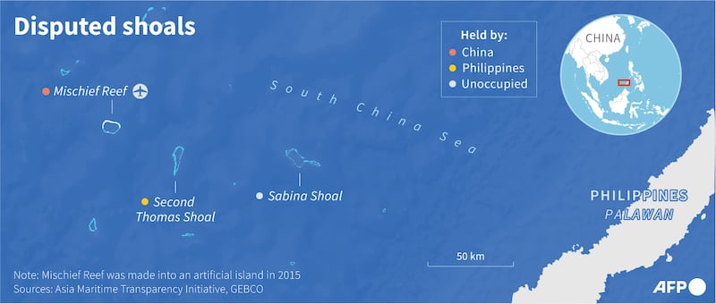 Map of disputed shoals