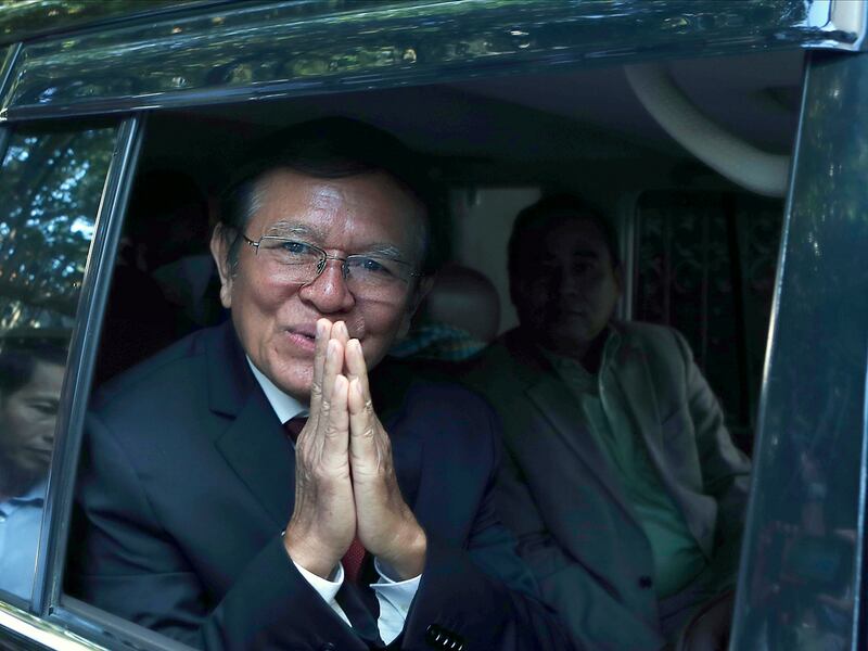 Former President of Cambodia National Rescue Party, Kem Sokha, in front of his house in Phnom Penh, Cambodia, March 3, 2023.