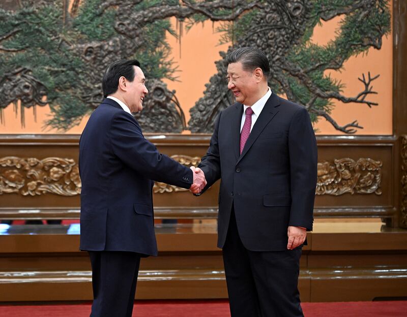 China’s President Xi Jinping meets with former Taiwanese President Ma Ying-jeou in Beijing, April 10, 2024.