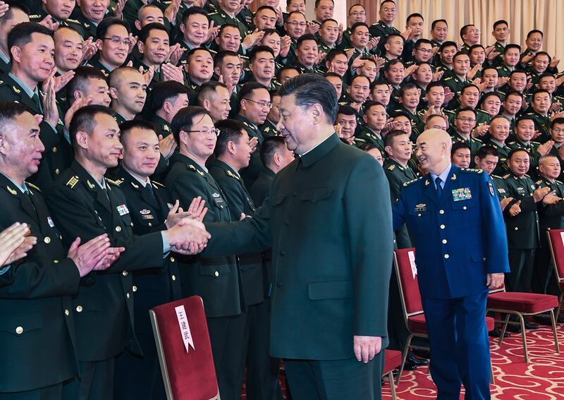 China's President Xi Jinping meets with senior officers of troops stationed in China's Yunnan province, in Kunming, Jan. 20, 2020. (Li Gang/Xinhua via Getty)