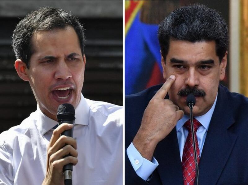 Chủ tịch Quốc hội Venezuela Juan Guaido và Tổng thống Nicolas Maduro.