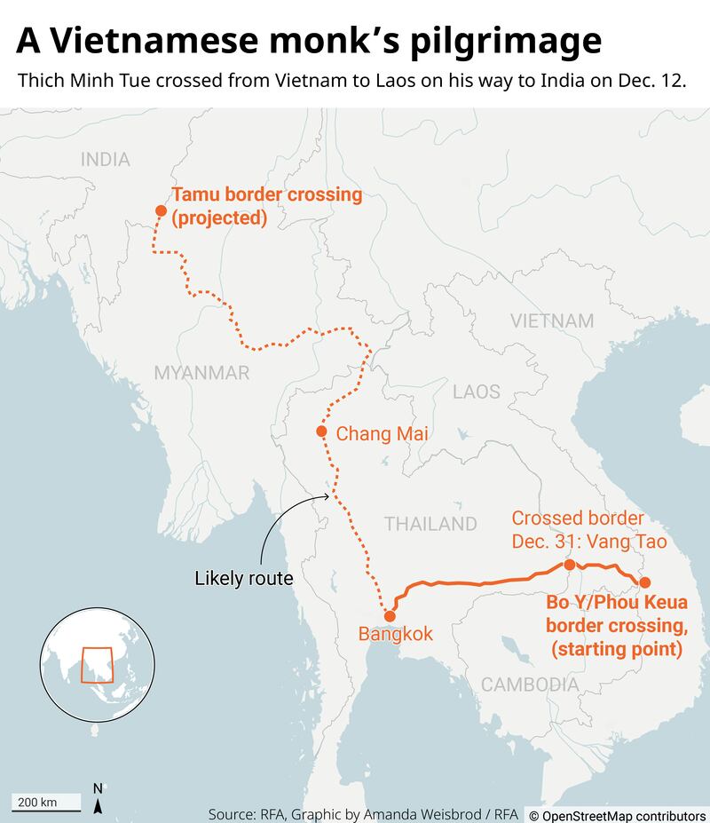 Map of a monk's route to India