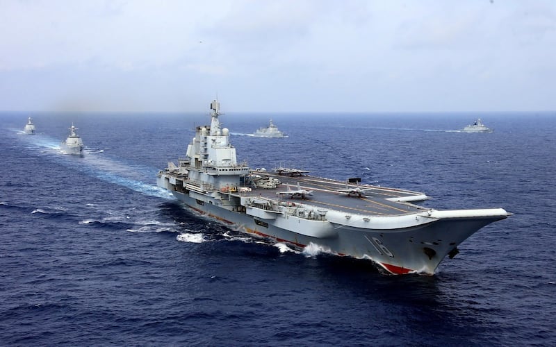 A file photo showing China's aircraft carrier Liaoning taking part in a military drill of Chinese People's Liberation Army (PLA) Navy in the western Pacific Ocean, April 18, 2018. Credit: Reuters.