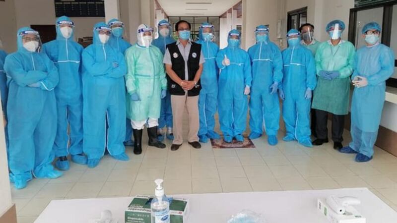 Health workers wear in capital Vientiane province, Oct. 21, 2021. Credit: RFA's Lao Service.