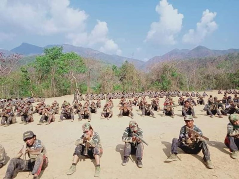 Chinland Defense Force fighters rest in an undisclosed location in the western state after weeks of fighting heavily armed Myanmar regime forces, Credit: Chinland Defense Force via Facebook